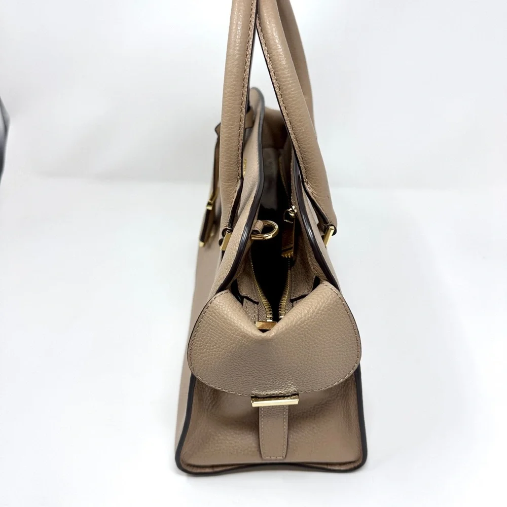 Michael Kors Tan Harper Medium Satchel Pebble Leather Bag